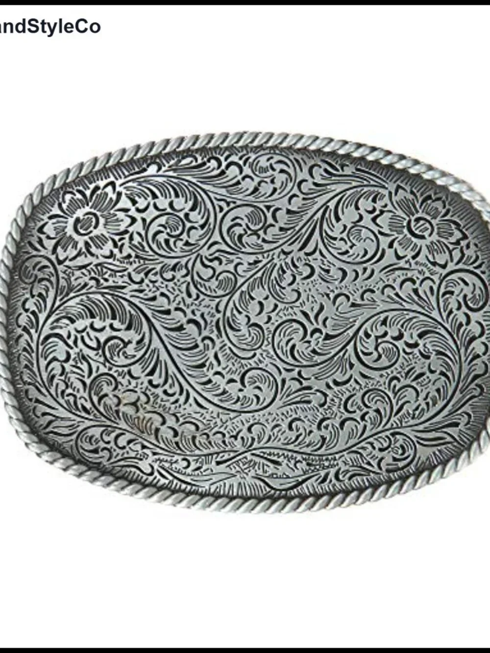 Western Cowboy Belt Buckle Engraved Floral Rope Edge for Standard 1.5 Inch